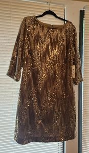 Eliza J gold sequin and velvet dress